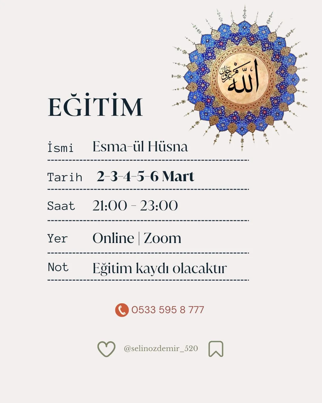 Esma Eğitimi ( Esma-ül Hüsna )